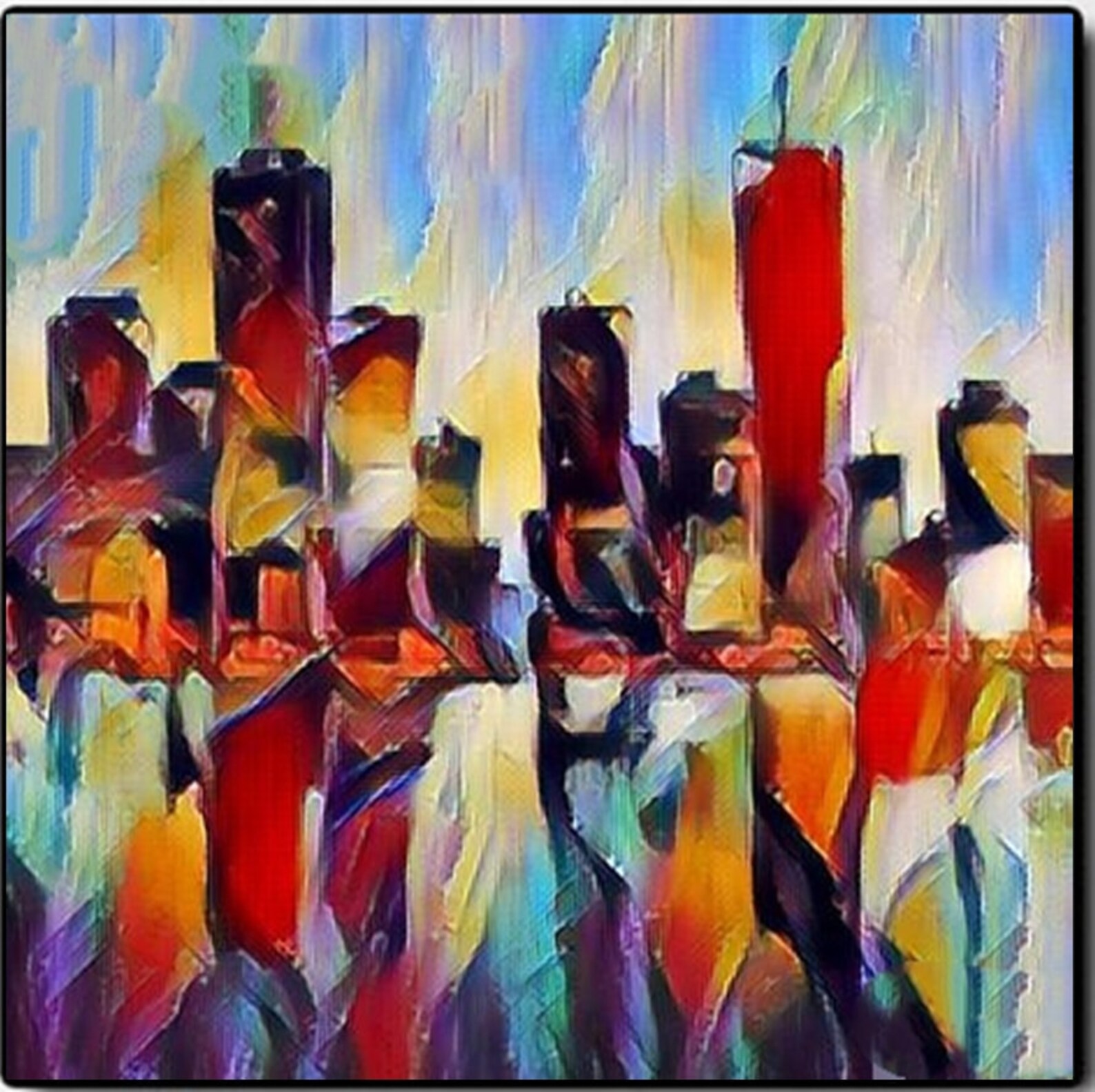 City abstract canvas Abstract city art Abstract city painting Etsy