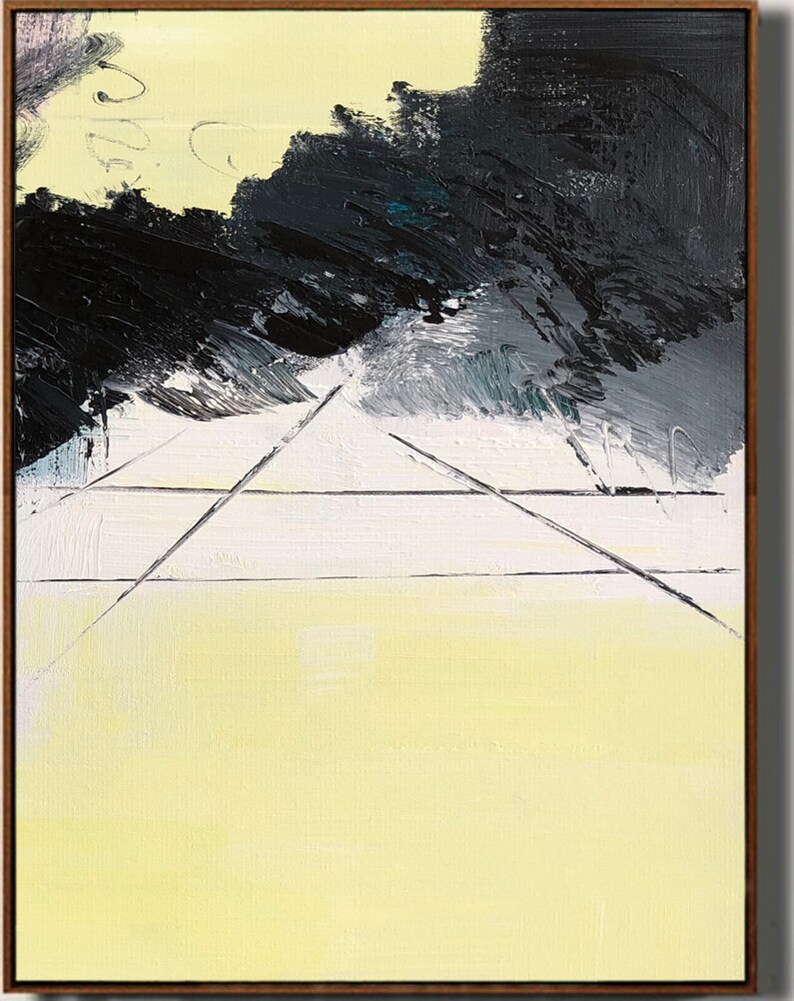 Large Yellow Abstract Painting Yellow Minimalist Painting Etsy