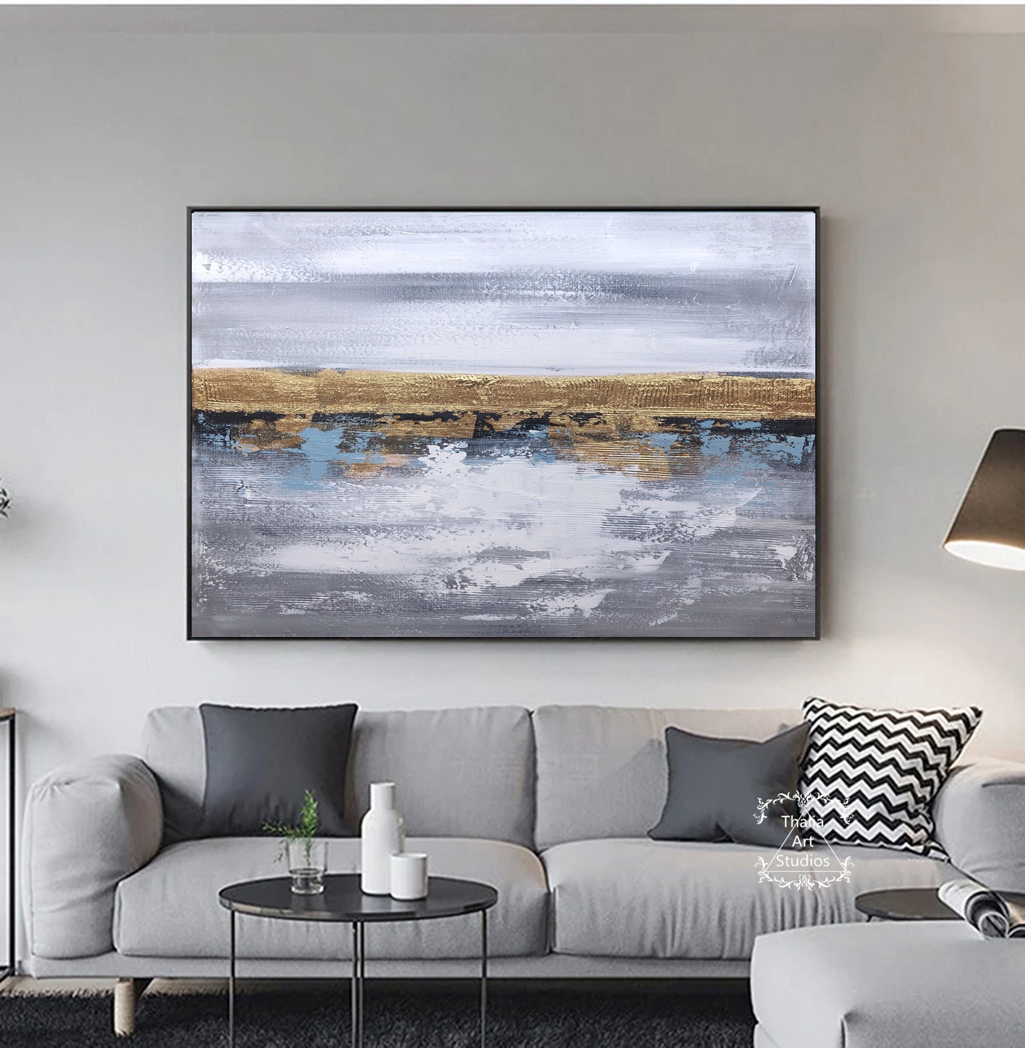 Large Gray and White Abstract Painting Gray Abstract Wall Art Etsy