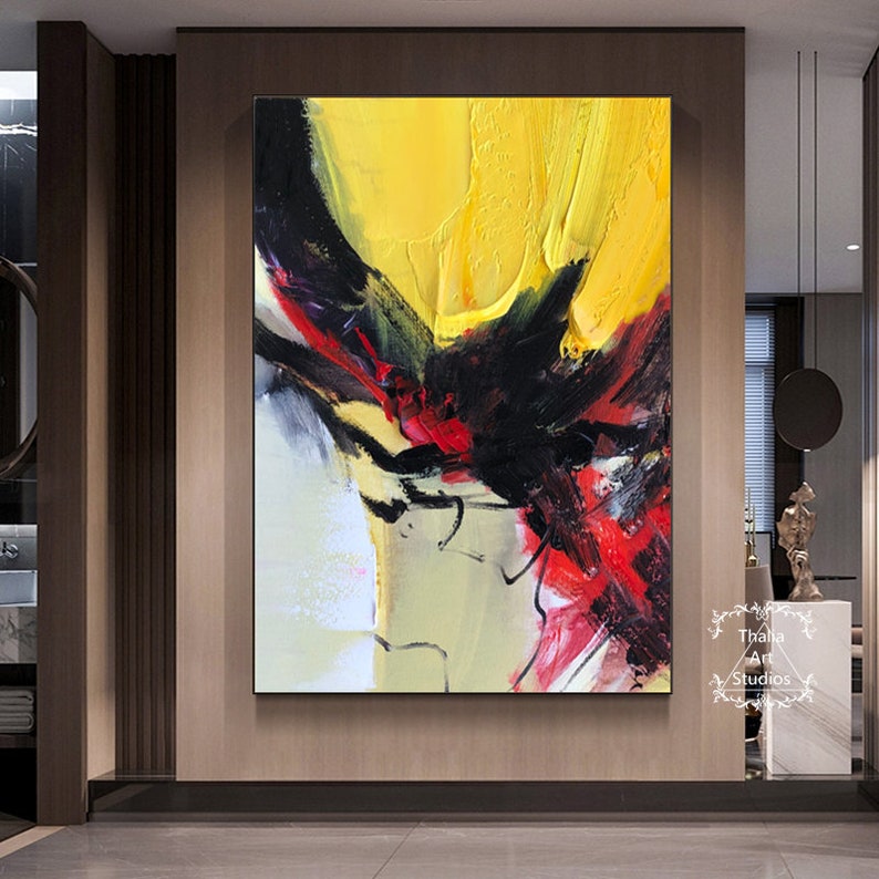 Large Yellow Abstract Painting Yellow Abstract Art Modern Etsy