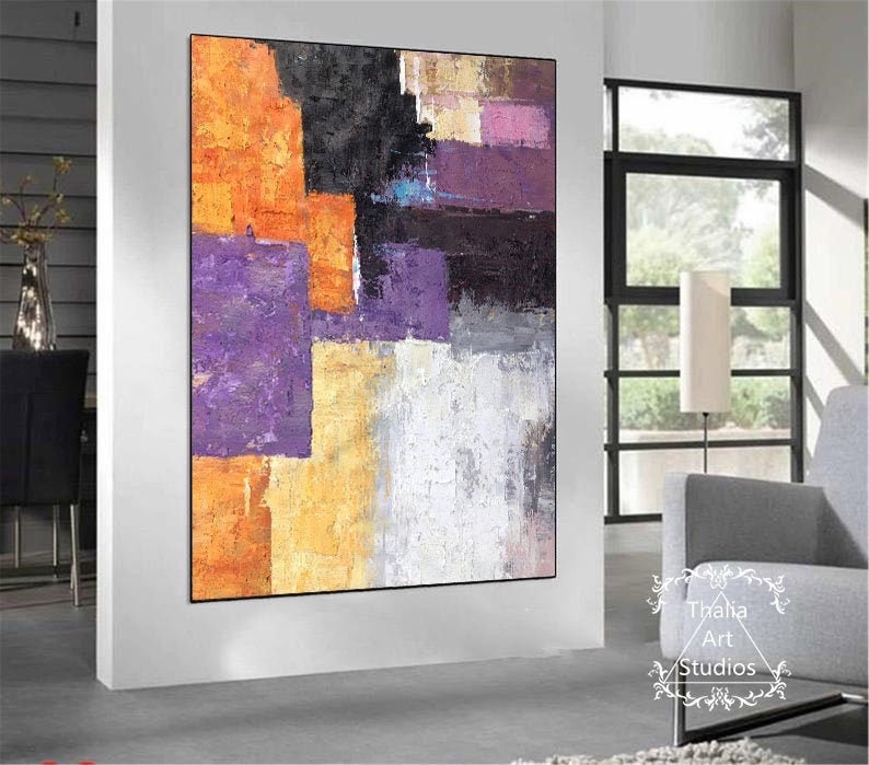 Original colorful abstract painting orange abstract painting | Etsy