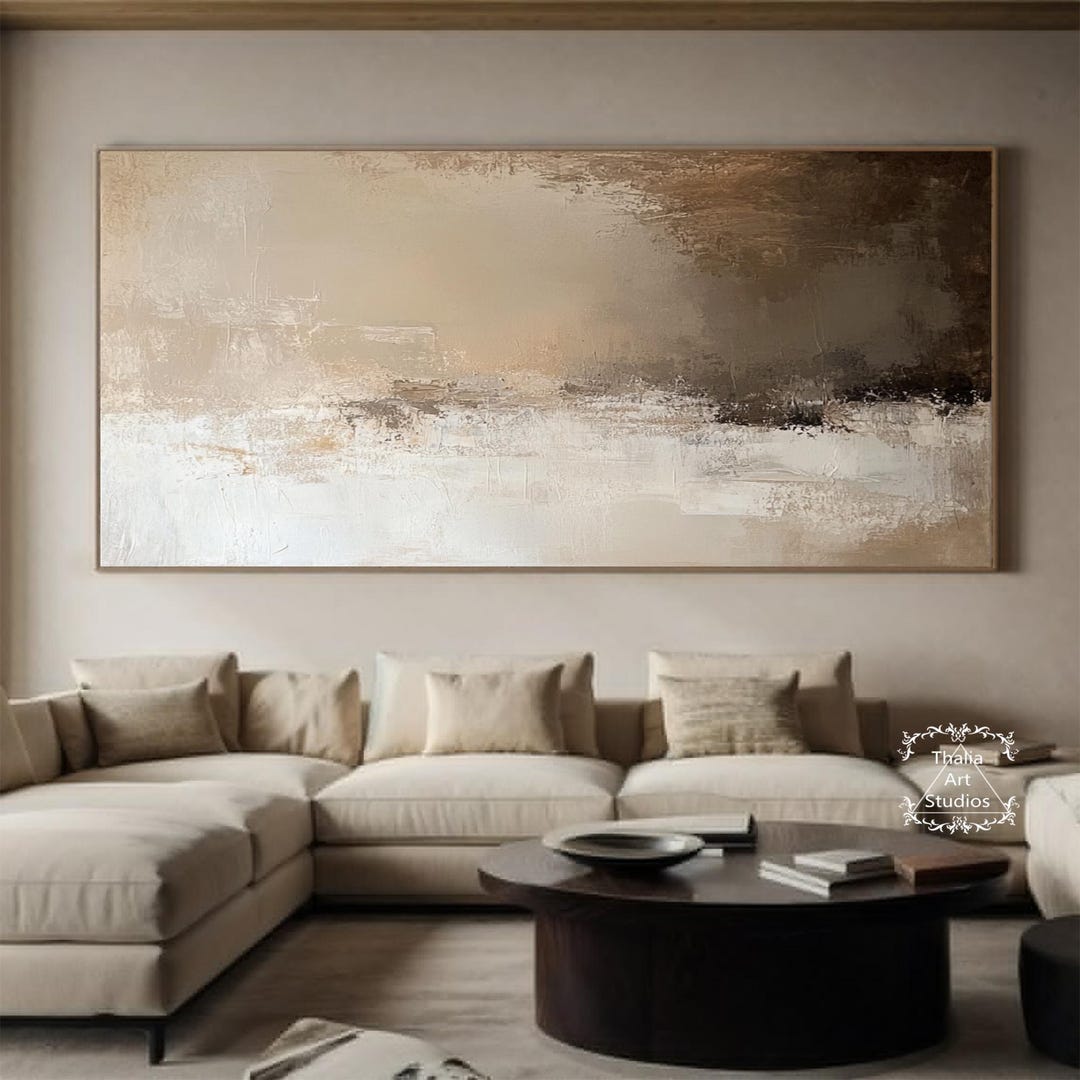 Beige and Brown Textured Minimalist Art Brown Abstract Canvas Painting ...