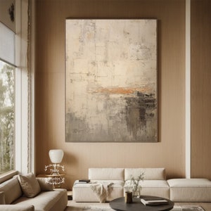 Beige Abstract Painting Large Light Brown Abstract Canvas Painting Gray ...