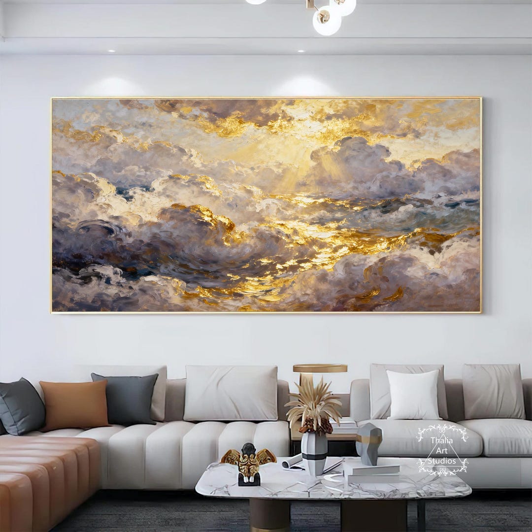 Large Abstract Cloud Texture Painting Hand-painted Abstract Cloud Wall ...