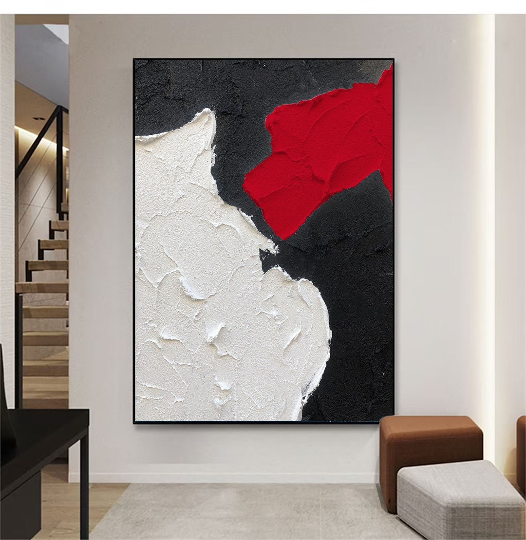 Large Black and White Abstract Wall Art White 3D Texture Art - Etsy UK