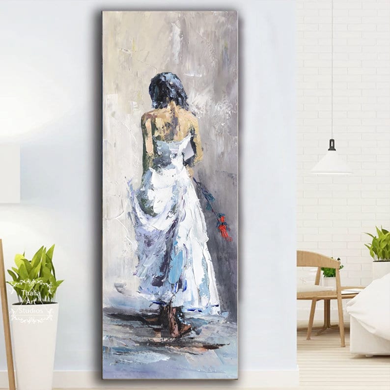 Original Abstract Painting Elegant Woman Back Painting Canvas Etsy