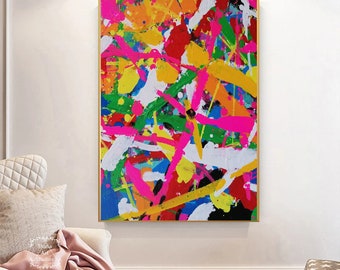 カラフルな抽象画 大きなカラフルな抽象画 アート 明るい抽象画 壁