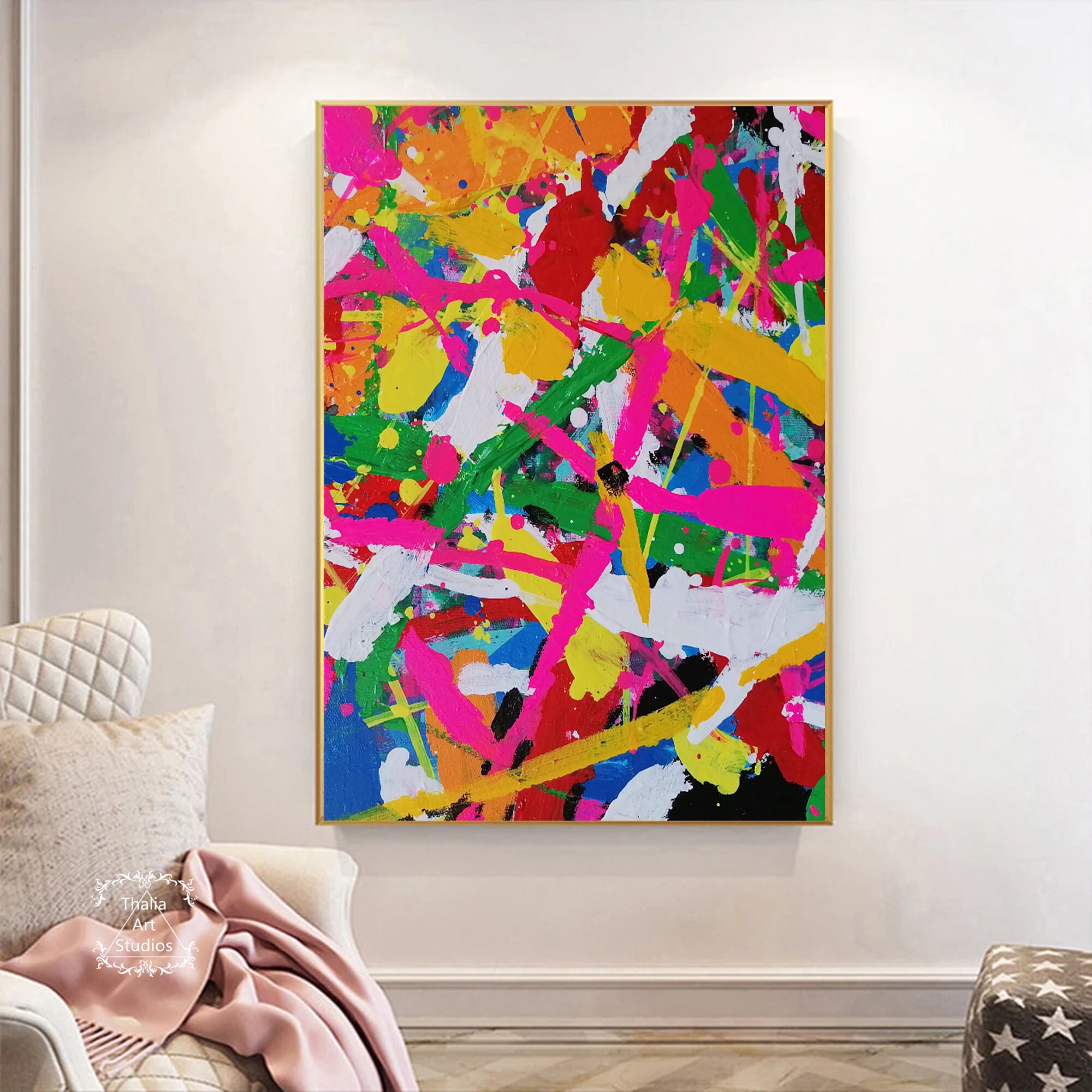 アクリル画　抽象画　abstract art 新品　大型　現代アート 絵画／アート／アクリル画／抽象画／インテリア／パネルアート