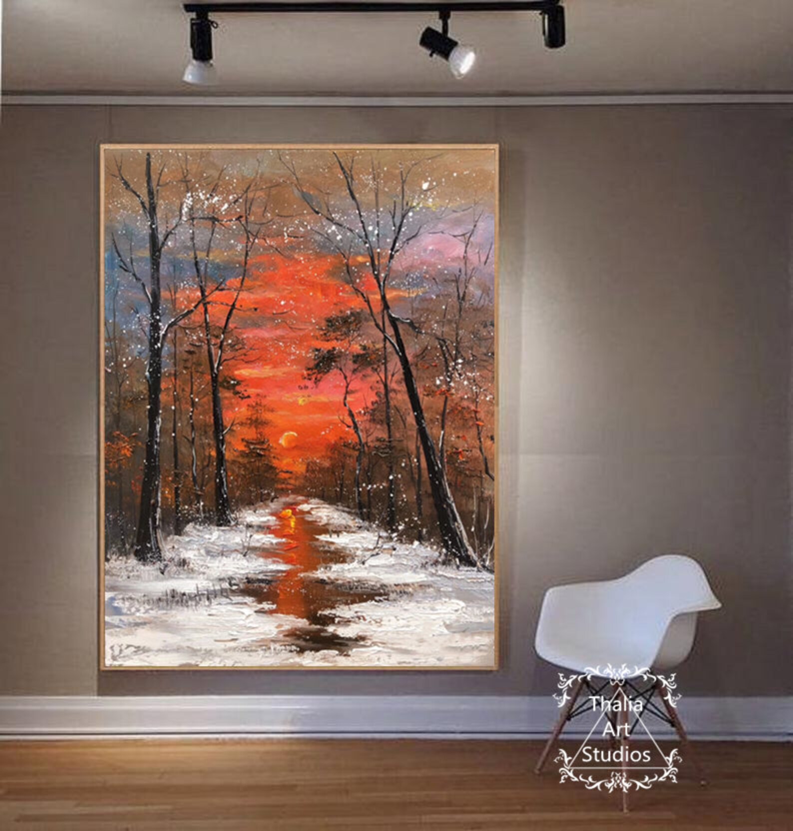Large Winter Landscape Canvas Art Snow Scene Canvas Painting Etsy