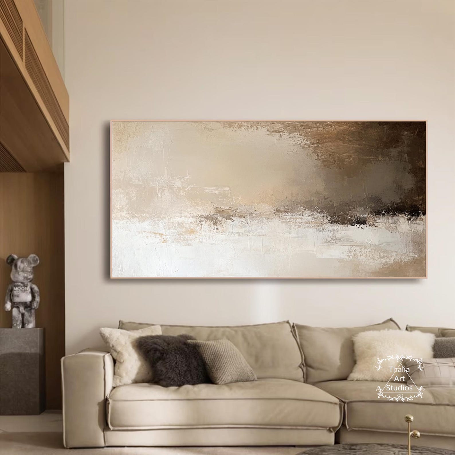 Beige and Brown Textured Minimalist Art Brown Abstract Canvas Painting ...