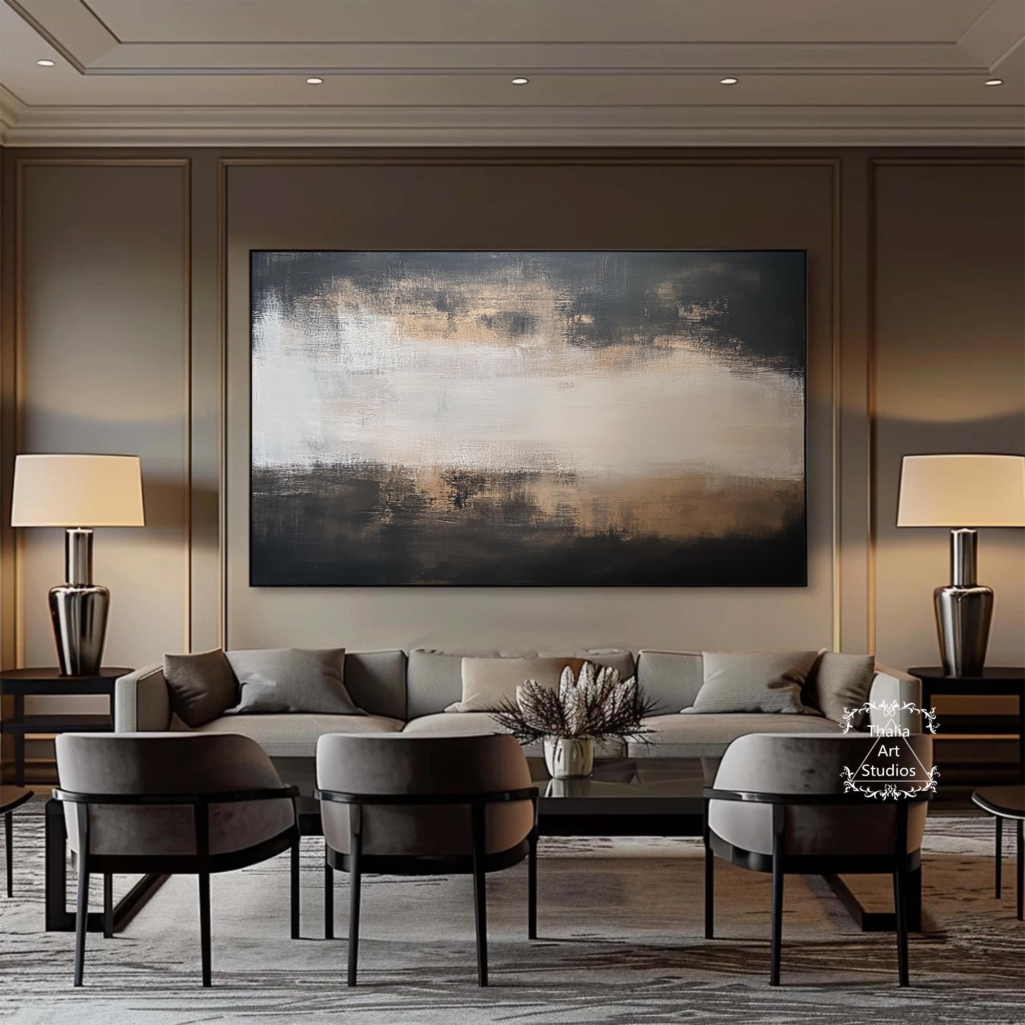 Large Black and Brown Abstract Painting Black and Brown Wall Art Black ...
