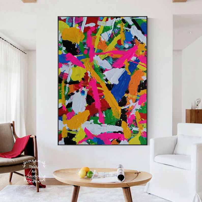 Colorful Abstract Wall Art Large Colorful Abstract Painting Etsy