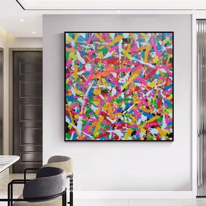 Large Colorful Abstract Painting Pink Abstract Painting Original ...
