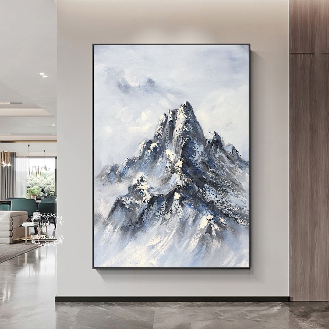 Winter Snow Mountain Painting Large Original Landscape Painting