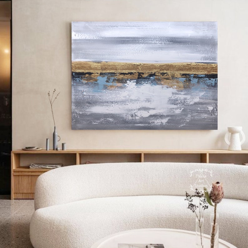 Large Gray and White Abstract Painting Gray Abstract Wall Art Etsy