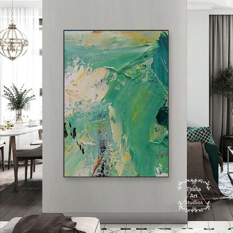 Large Green Abstract Painting Green Abstract Wall Art Etsy