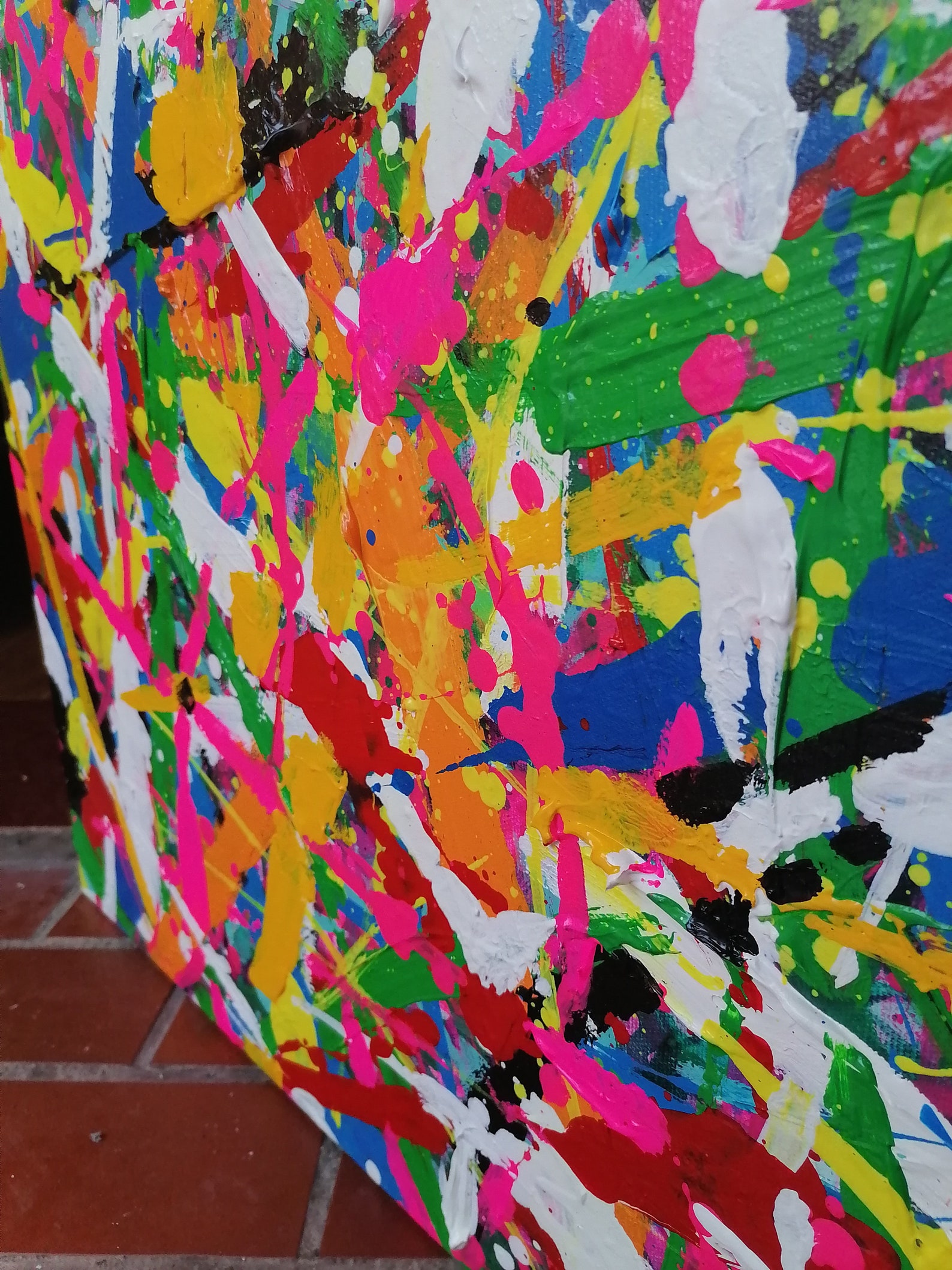 Large Colorful Abstract Painting Pink Abstract Painting Etsy