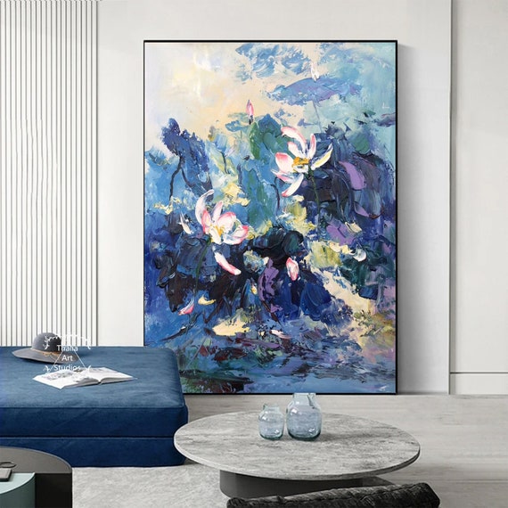 青色系 抽象画 アクリル画 抽象画 青系 水の流れ - メルカリ