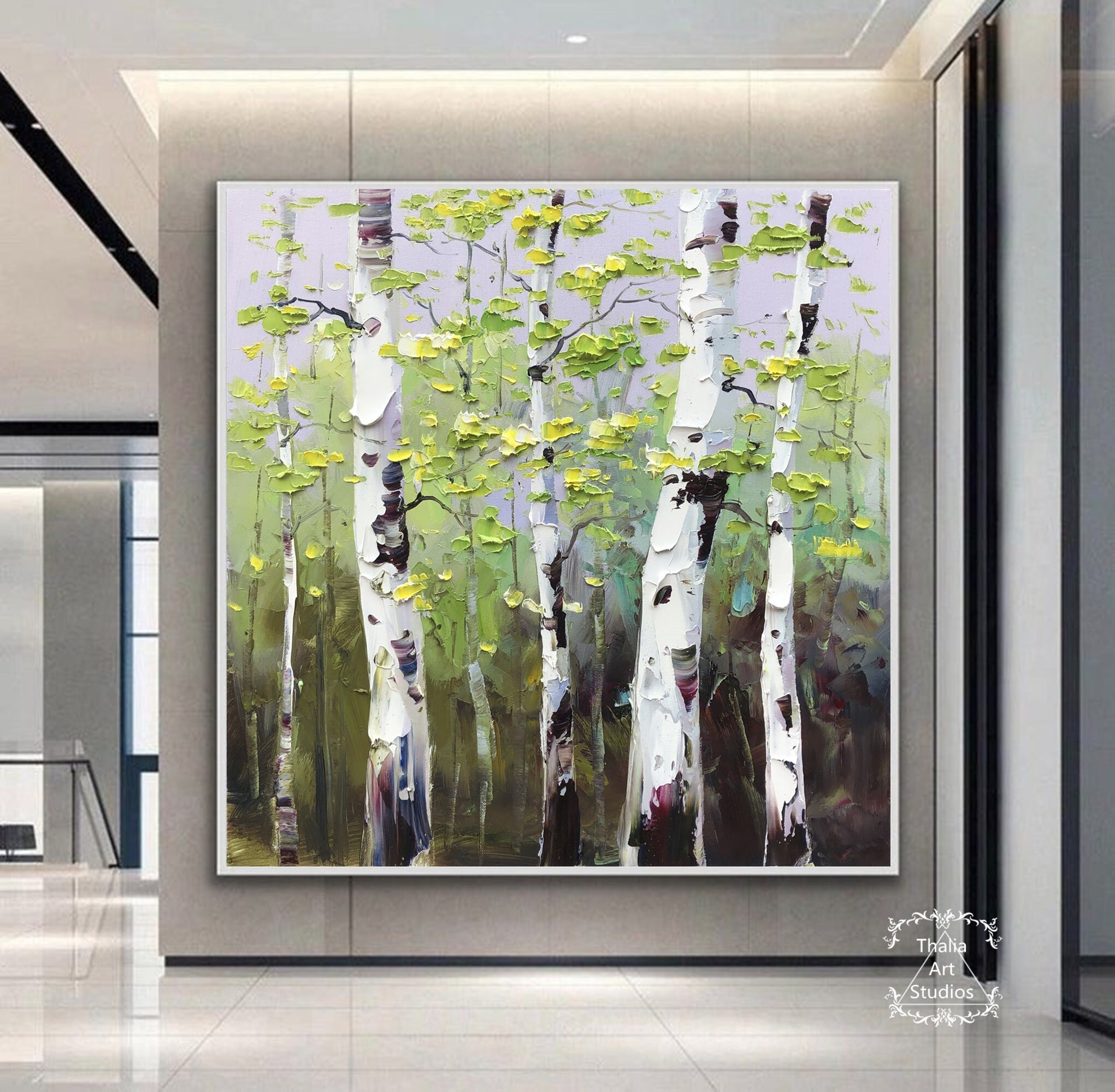 Watercolor Painting ORIGINAL watercolour landscape painting of silver birch trees wall art A5
