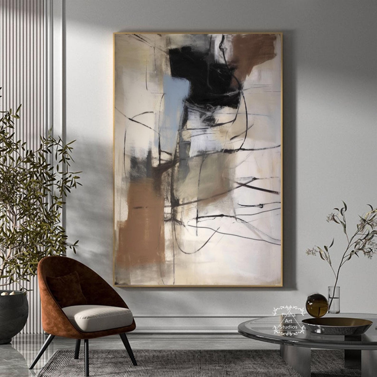 Original Brown Textured Canvas Painting Large Brown Abstract Wall Art ...