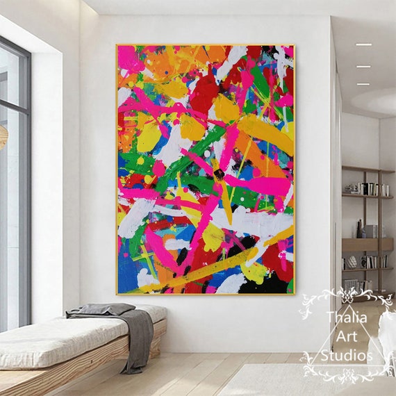カラフルな抽象画 大きなカラフルな抽象画 アート 明るい抽象画 壁