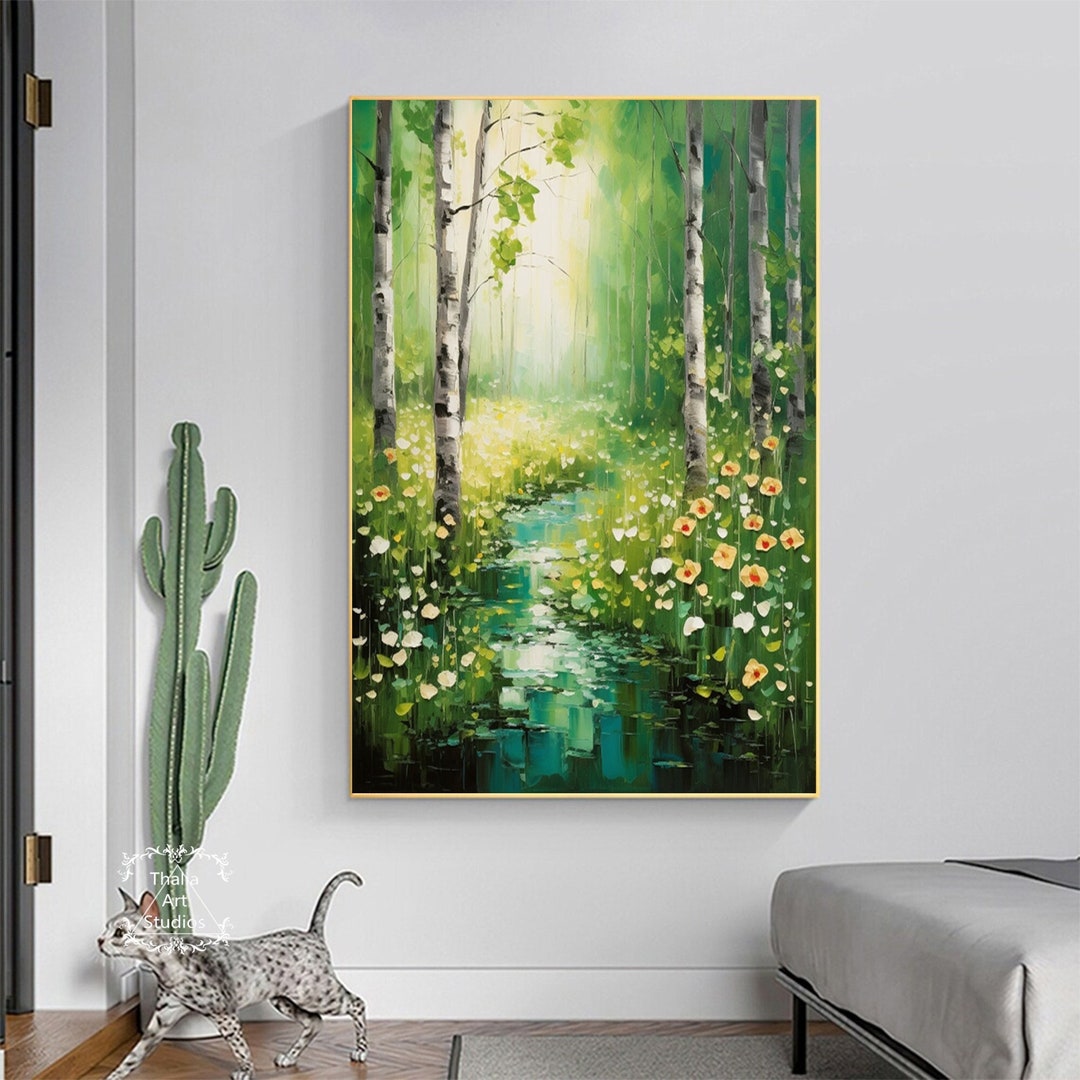 Large Original Abstract Forest Canvas Painting Green Forest Wall Art ...