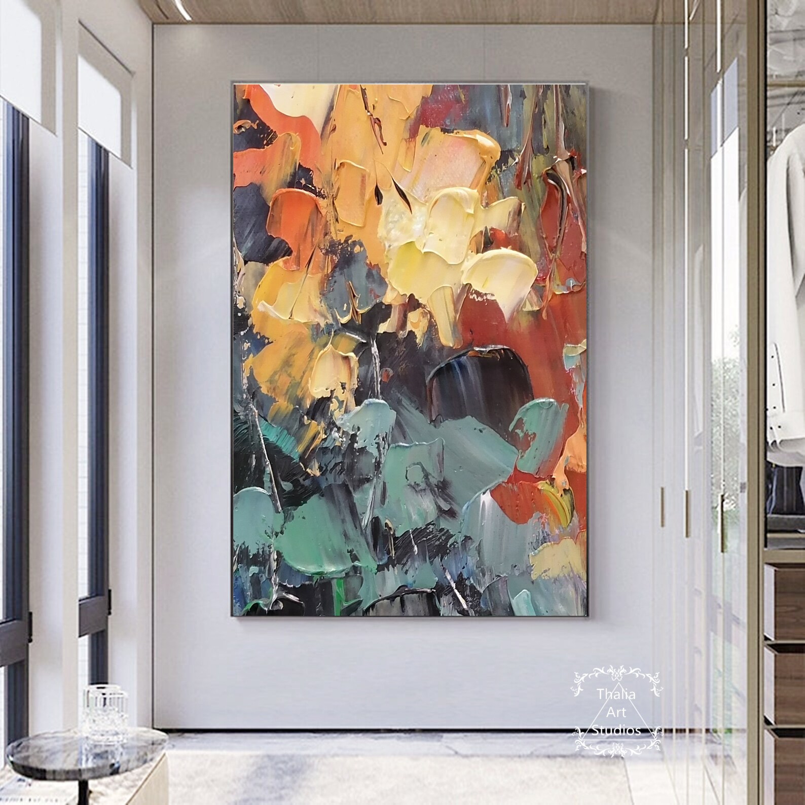 Large Orange and Green Abstract Painting Original Handmade - Etsy