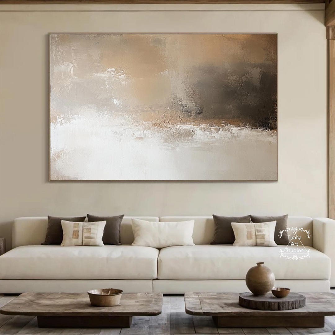 Brown Abstract Texture Art Large Beige Minimalist Abstract Painting ...