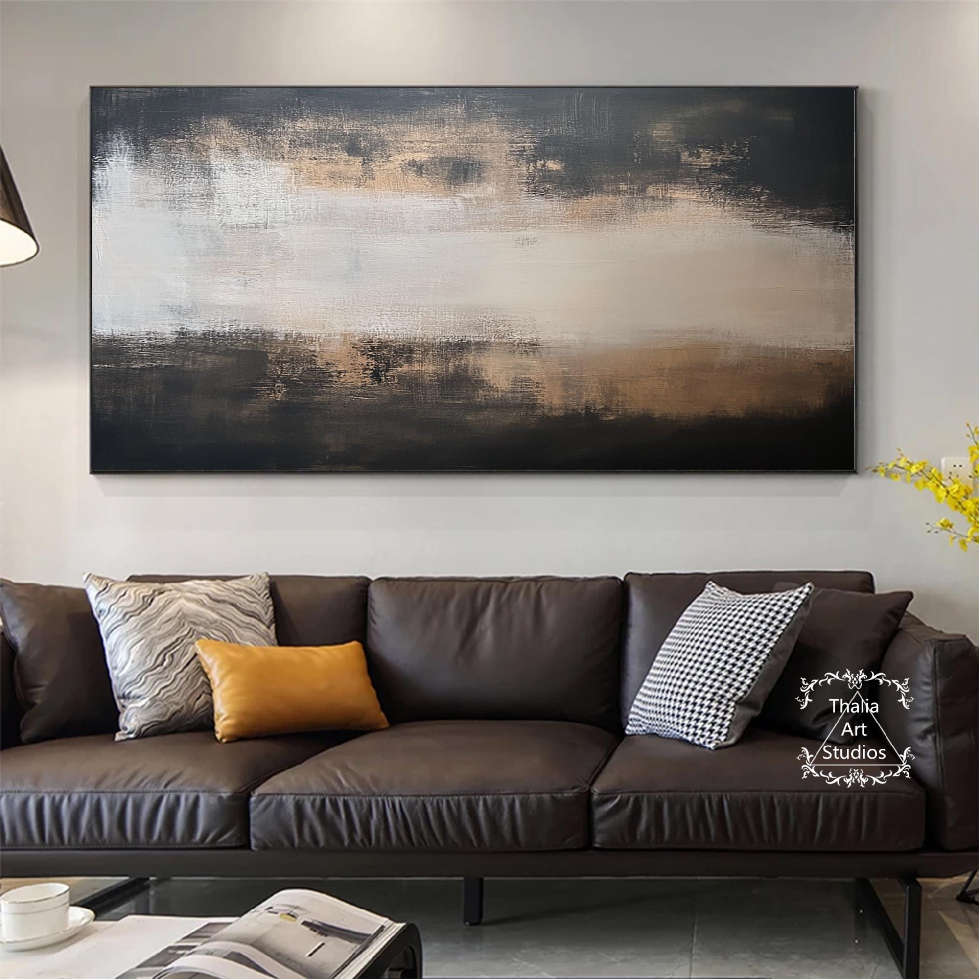 Large Black and Brown Abstract Painting Black and Brown Wall Art Black ...