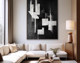 大きな抽象的な黒のテクスチャ絵画ミニマリストの黒の抽象的な壁アート