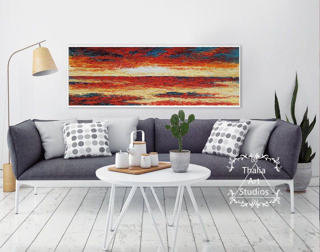 Hand Painted Red Abstract Canvas Art Original Abstract Etsy