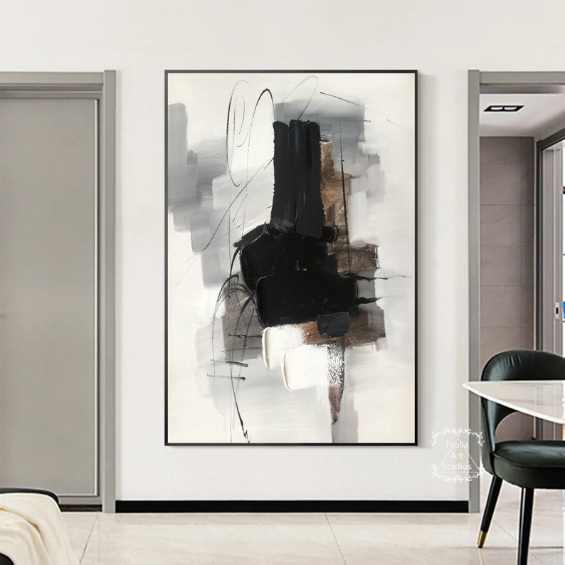 Black 3D Texture Art Large Minimalist Abstract Painting Black Abstract ...