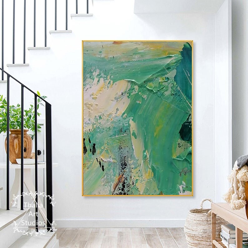 Large Green Abstract Painting Green Abstract Wall Art Etsy