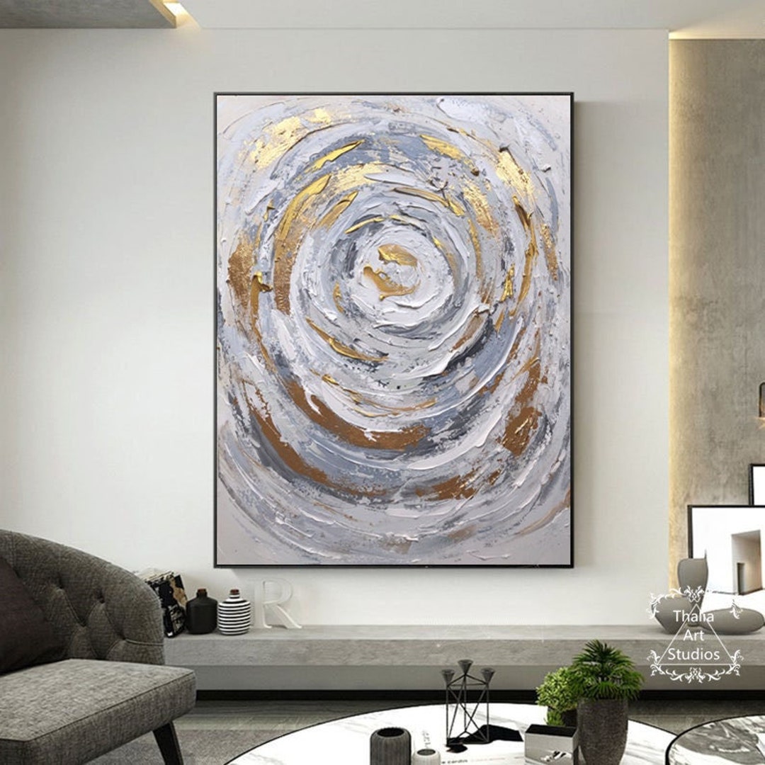 Gold Leaf Painting Large Gold Abstract Art Abstract Acrylic - Etsy