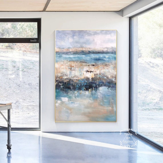 無題　抽象アート テスクチャ モダン 大きめ 大きな抽象テクスチャ絵画 青いテクスチャ抽象絵画 モダンマリン