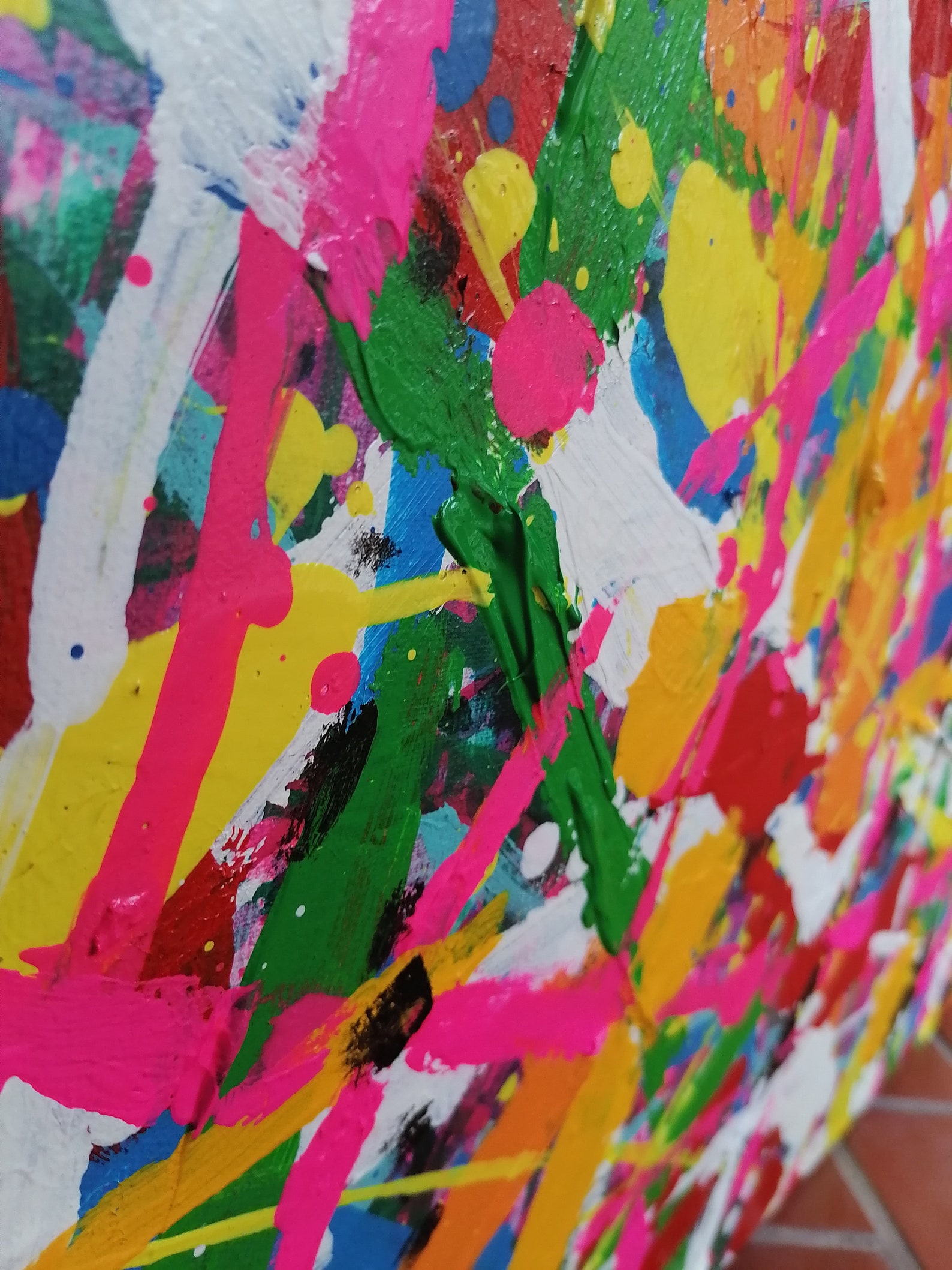 Large Colorful Abstract Painting Hand Painted Pink Abstract Painting