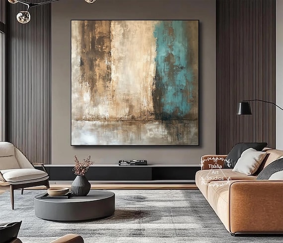 ブラウンのテクスチャー抽象画ウォールアート ニュートラルベージュ