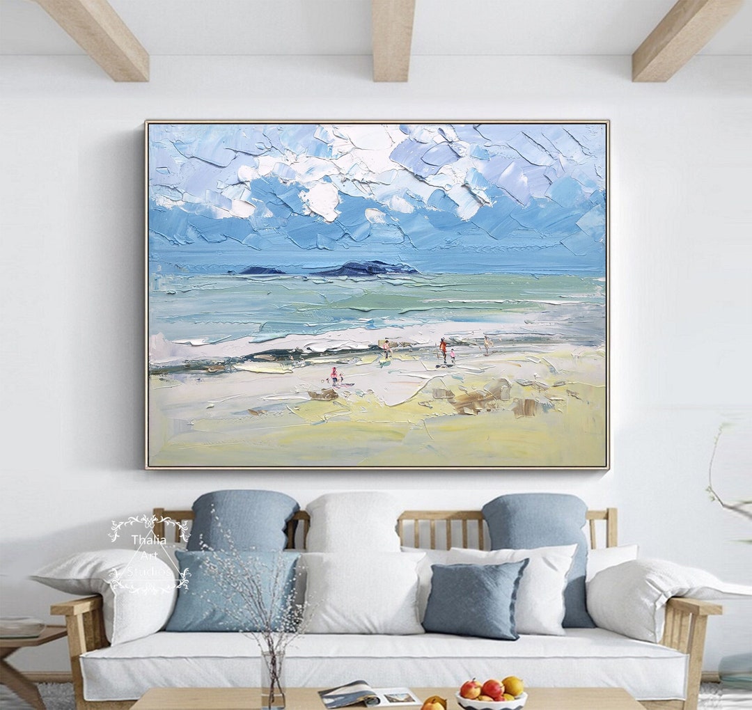 Original Beach Landscape Painting Modern Seascape Acrylic Painting ...