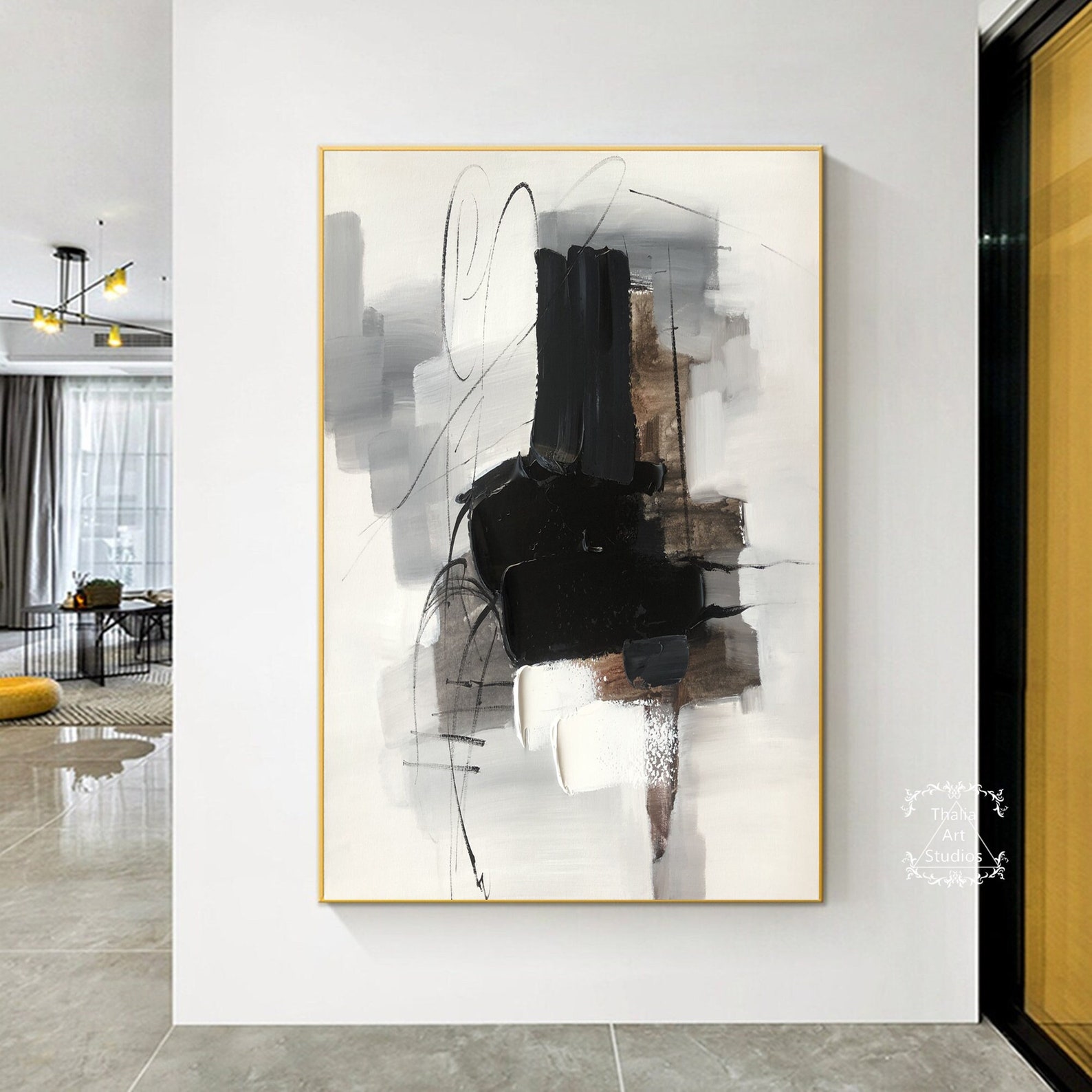 Black 3D Texture Art Large Minimalist Abstract Painting Black - Etsy