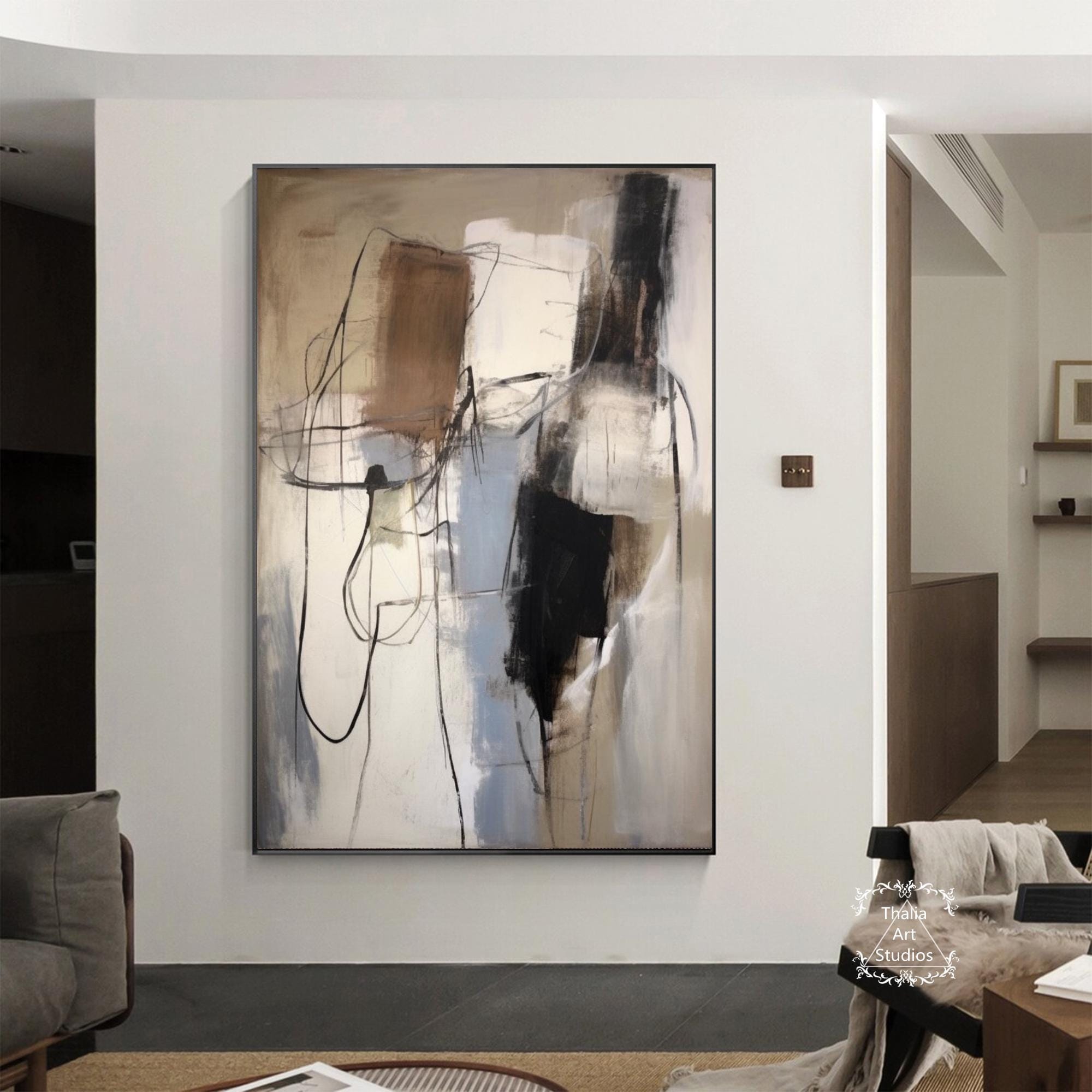 Large Abstract Beige Brown Minimalist Wall Art Wabi- Sabi Wall Art ...