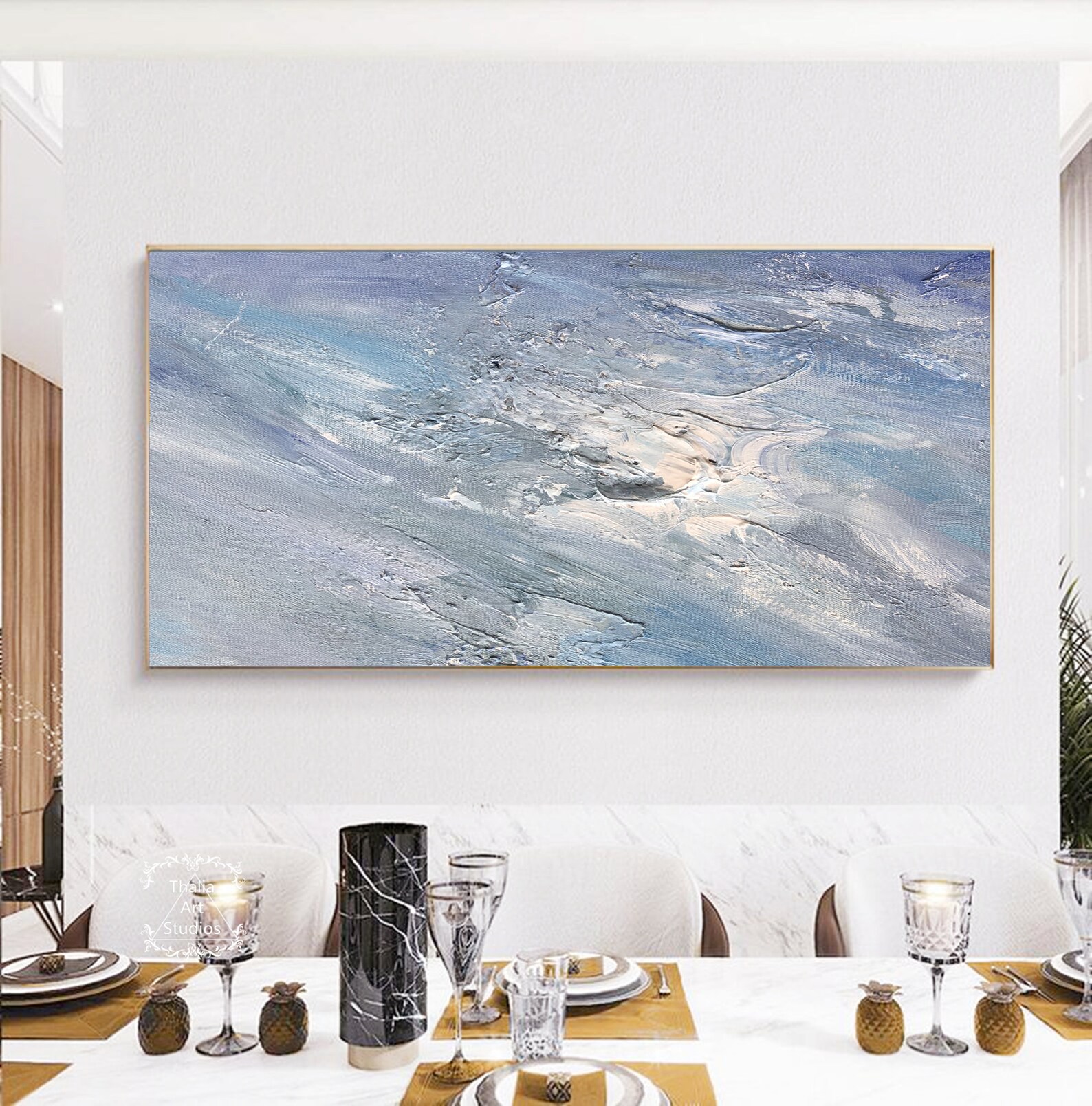 Large Minimalist Abstract Painting Blue Purple Textured Etsy