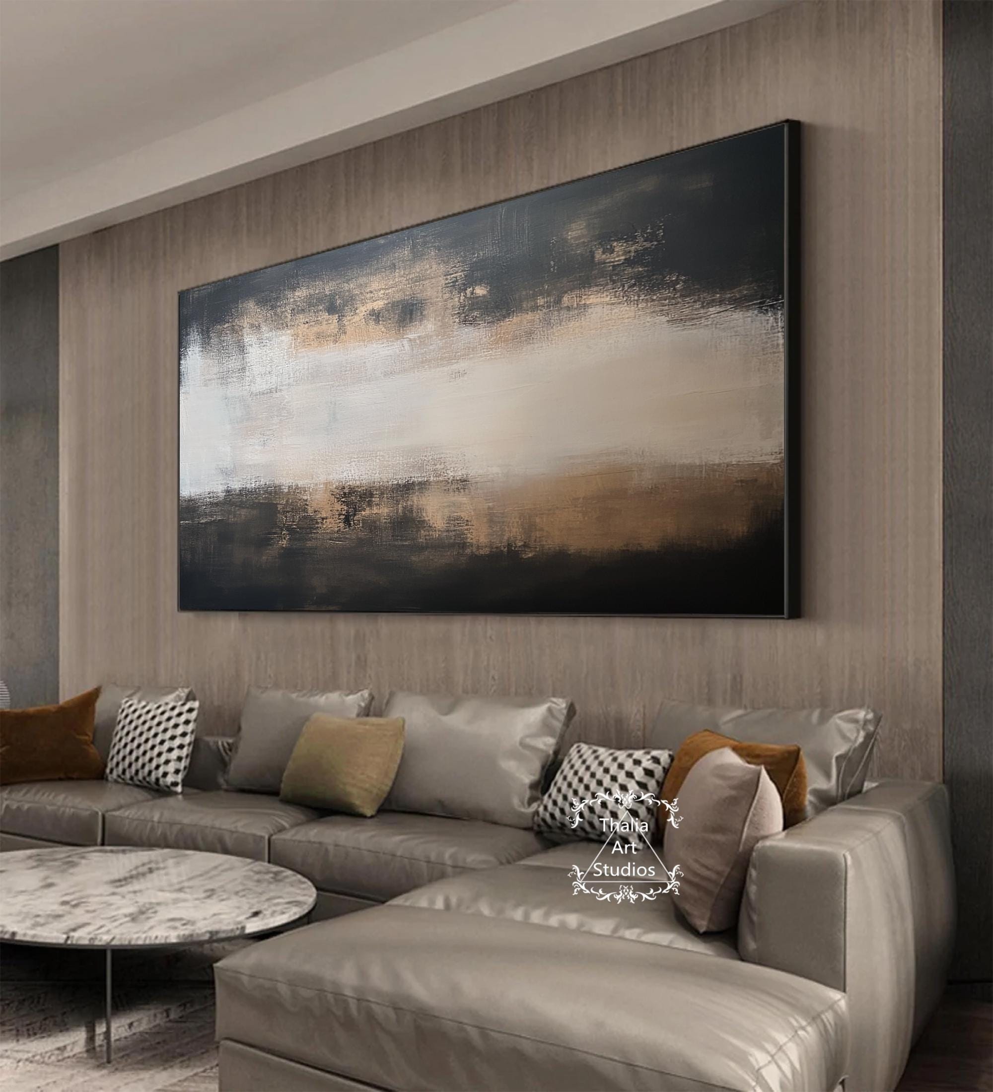 Large Black and Brown Abstract Painting Black and Brown Wall Art Black ...