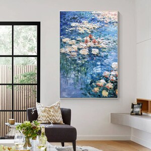 Water Lily Oil Painting on Canvas Abstract Texture Painting Lotus Pond ...