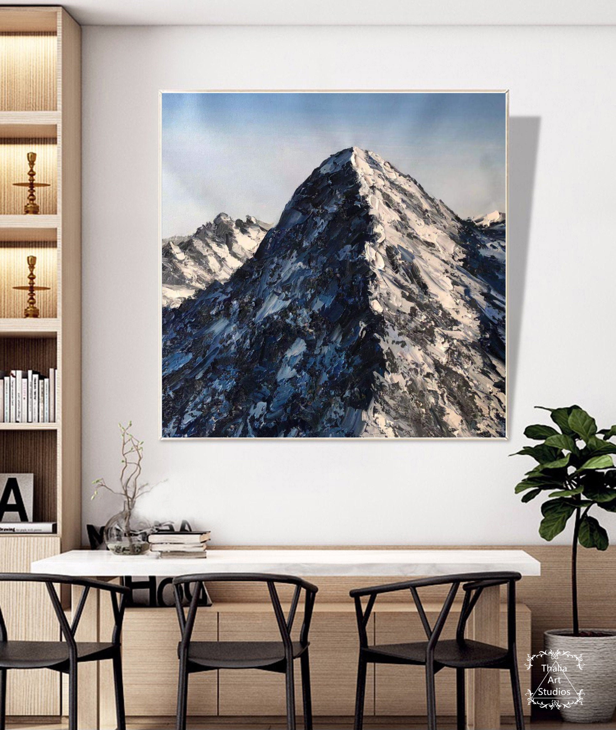 Original mountain acrylic painting modern snow mountain | Etsy