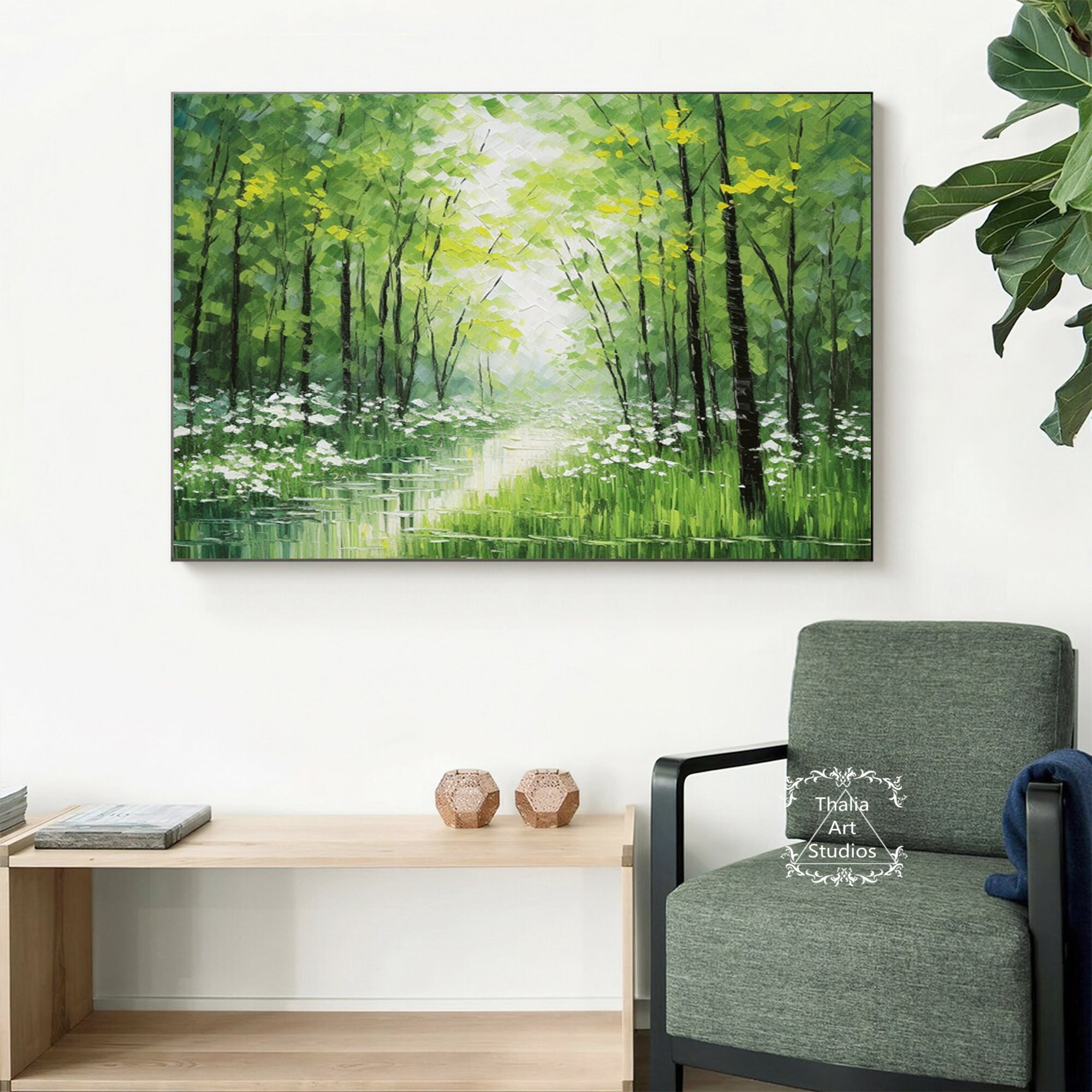 Large Abstract Forest Painting Spring Landscape Abstract Painting Green ...