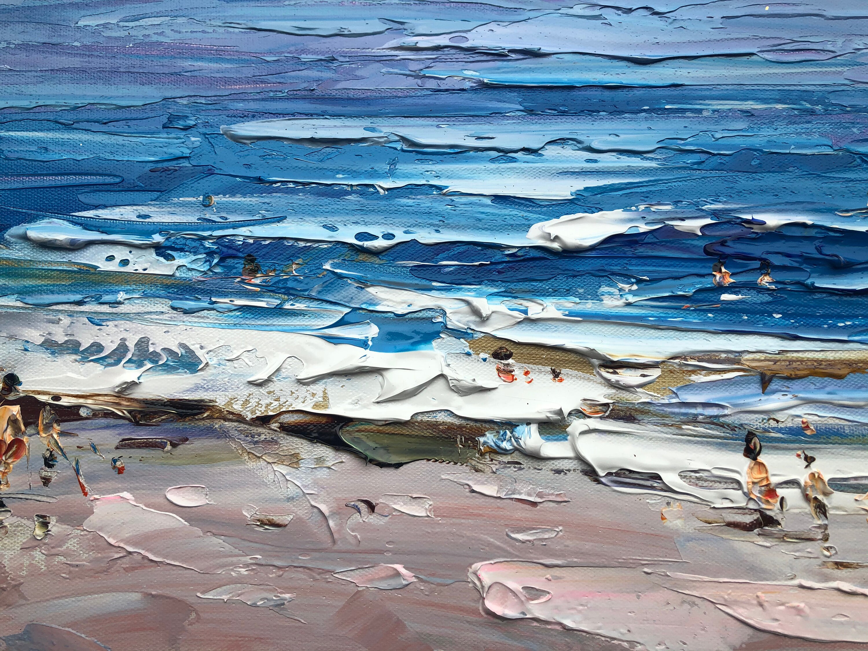 Original Beach Abstract Painting Blue Ocean Painting Modern Acrylic ...