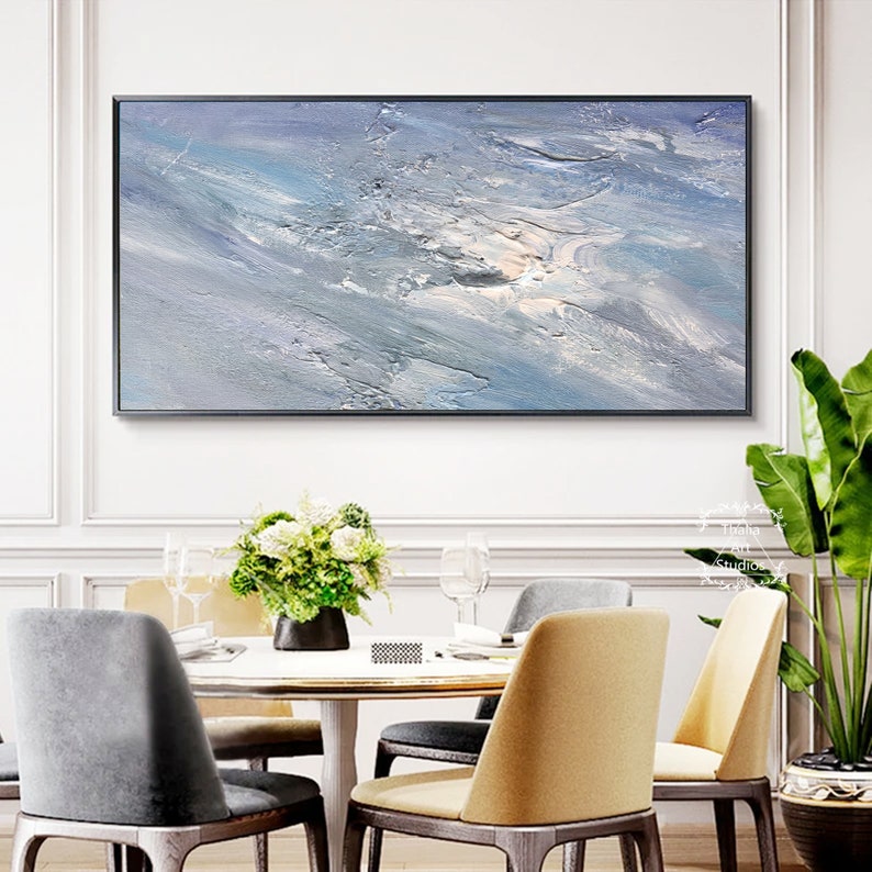 Large Minimalist Abstract Painting Blue Purple Textured Etsy