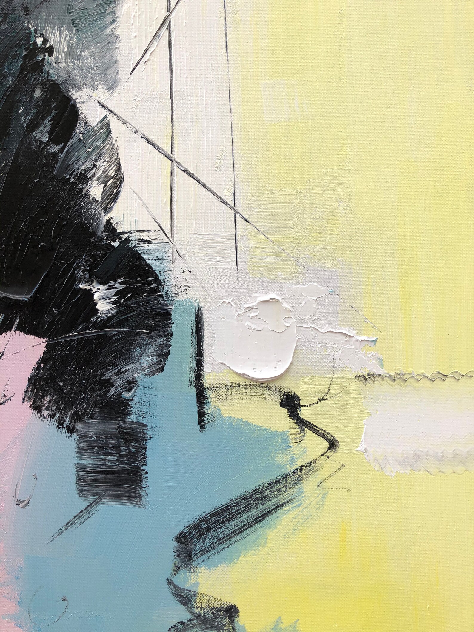 Large Yellow Abstract Canvas Art Original Blue Abstract Etsy