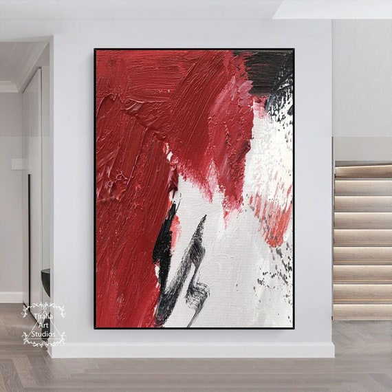 Large Red Abstract Painting Original Red Abstract Wall Art Red Etsy
