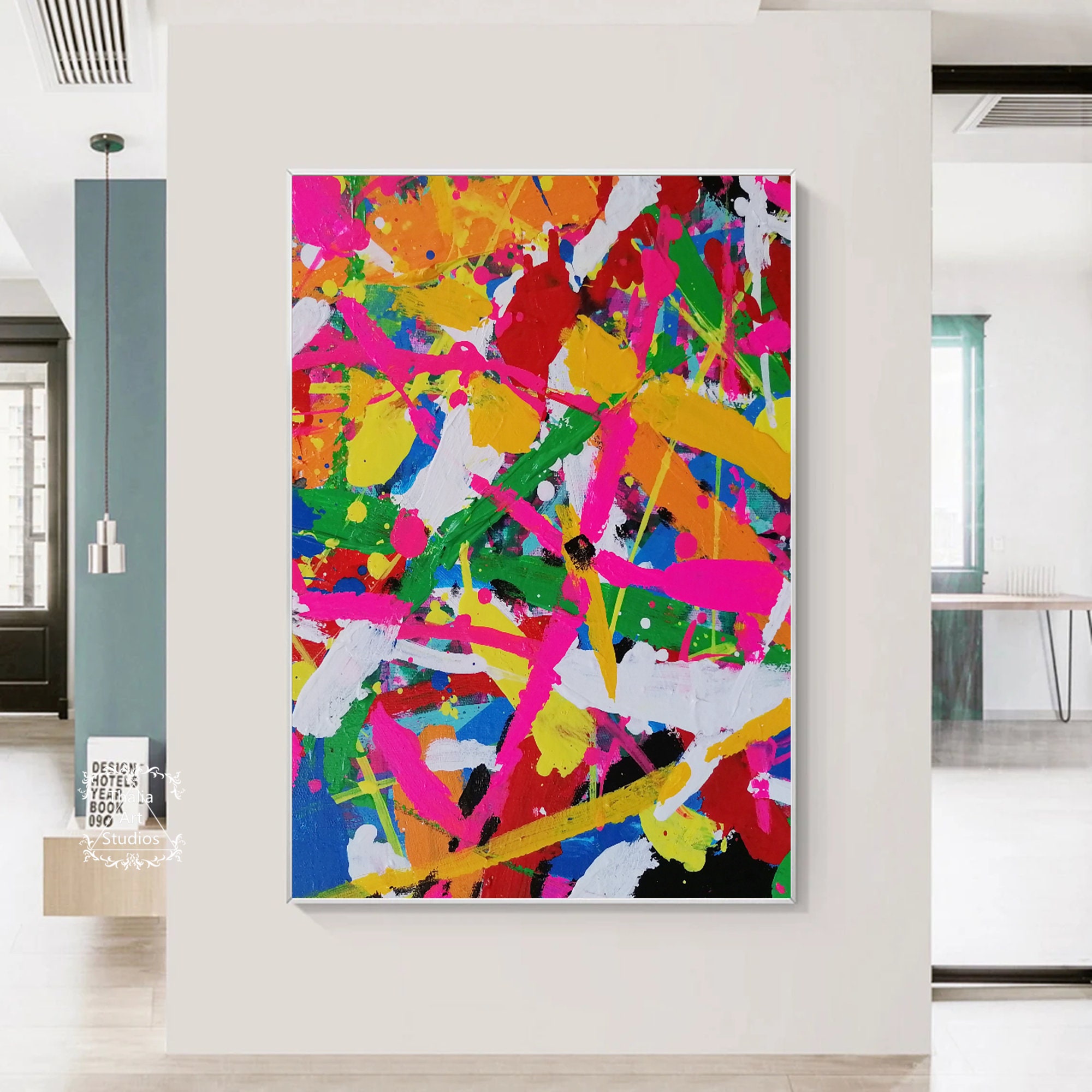 絵画 額 壁掛け 抽象画 大型 アート 芸術 美術 レトロ カラフルな抽象画 大きなカラフルな抽象画 アート 明るい抽象画